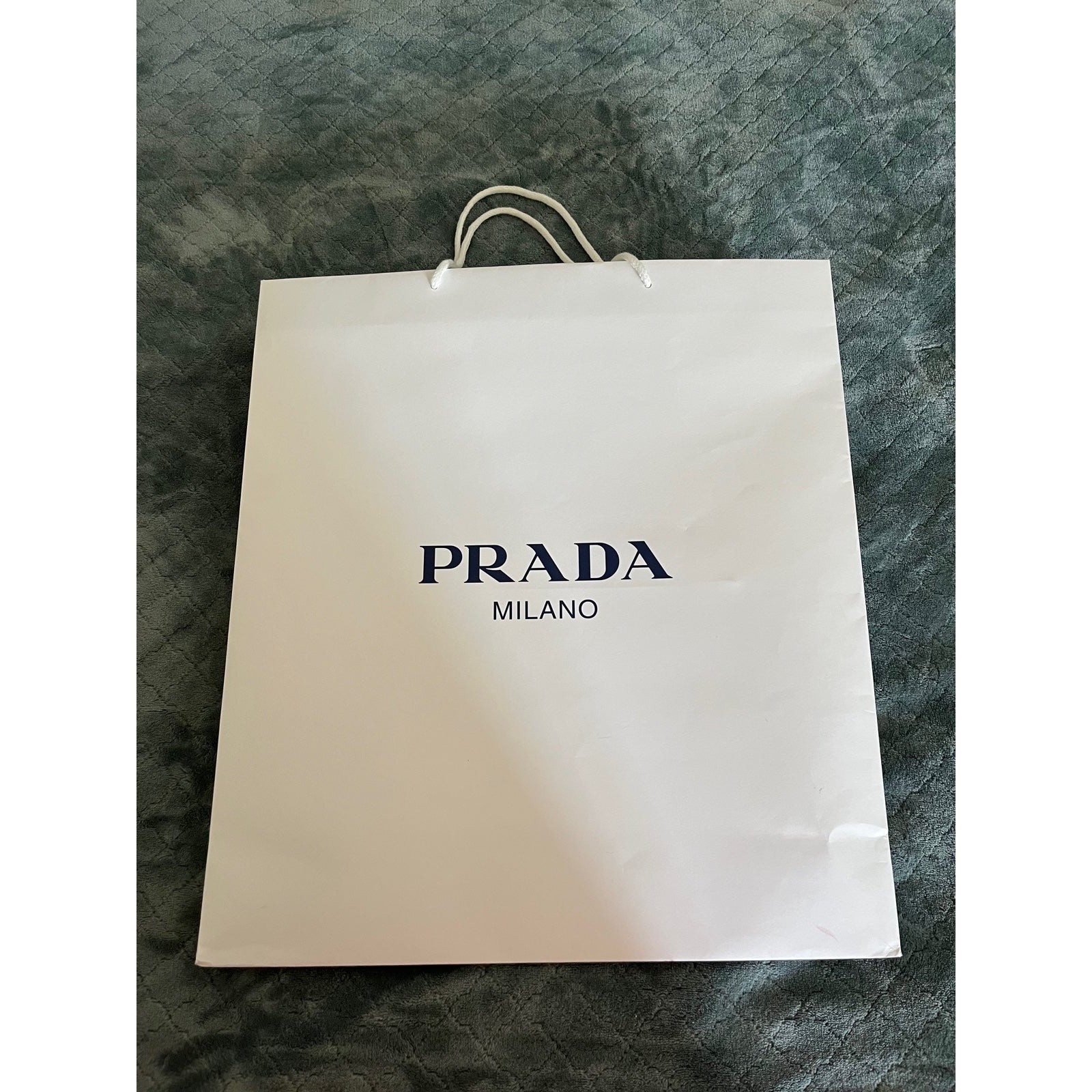 Prada Milano Large White Paper Shopping Bag Boutique Gift Bag Rope Handles